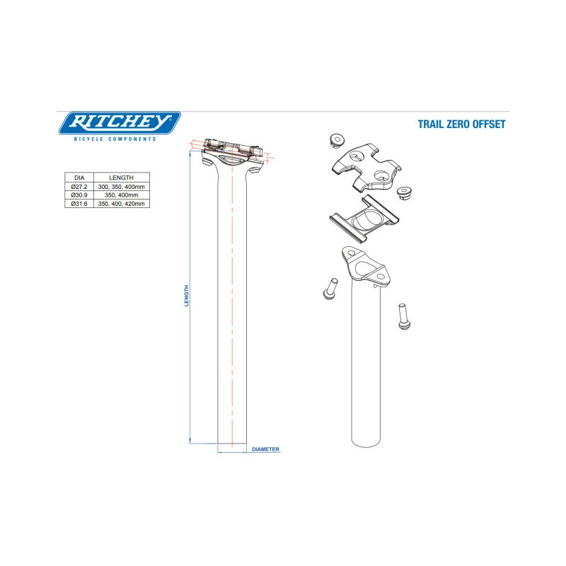 Ritchey Sattelstütze WCS TRAIL Zero 27.2mm, Blatte Black, 400mm 4 Ritchey Sattelstütze WCS TRAIL Zero 27.2mm, Blatte Black, 400mm – Bild 2